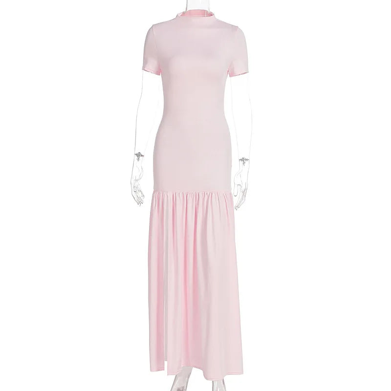 Woman Clothing Elegant Party Dresses 2026 Women's Dress Fashionable Round Neck Slim Slit Splicing Dress Summer Long Dresses Robe