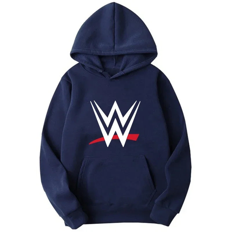 New loose hooded sweatshirt with WWE logo print, men's and women's fashionable sweaters, casual hooded sweatshirt, men's long sl