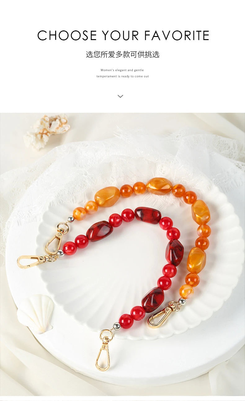 New DIY Woman Bag Accessory Acrylic Resin Beads Parts Handcrafted Wristband Women Replacement Bag Handle Chain