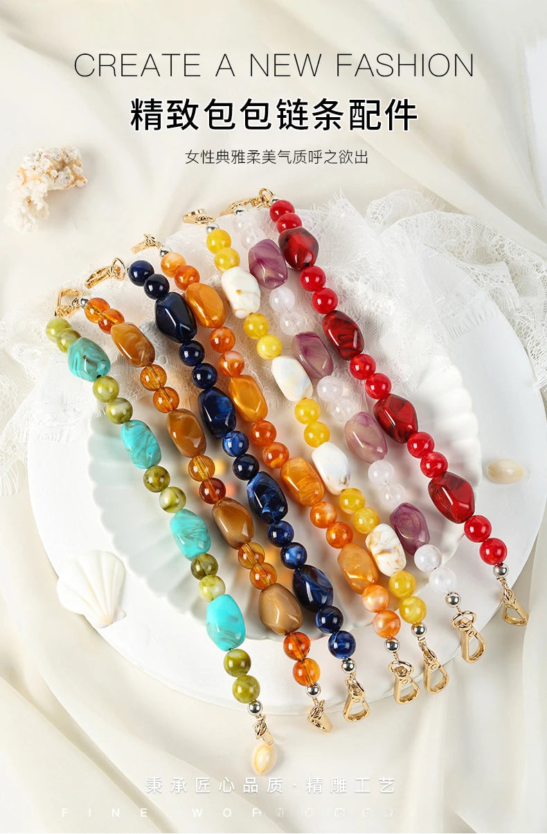 New DIY Woman Bag Accessory Acrylic Resin Beads Parts Handcrafted Wristband Women Replacement Bag Handle Chain