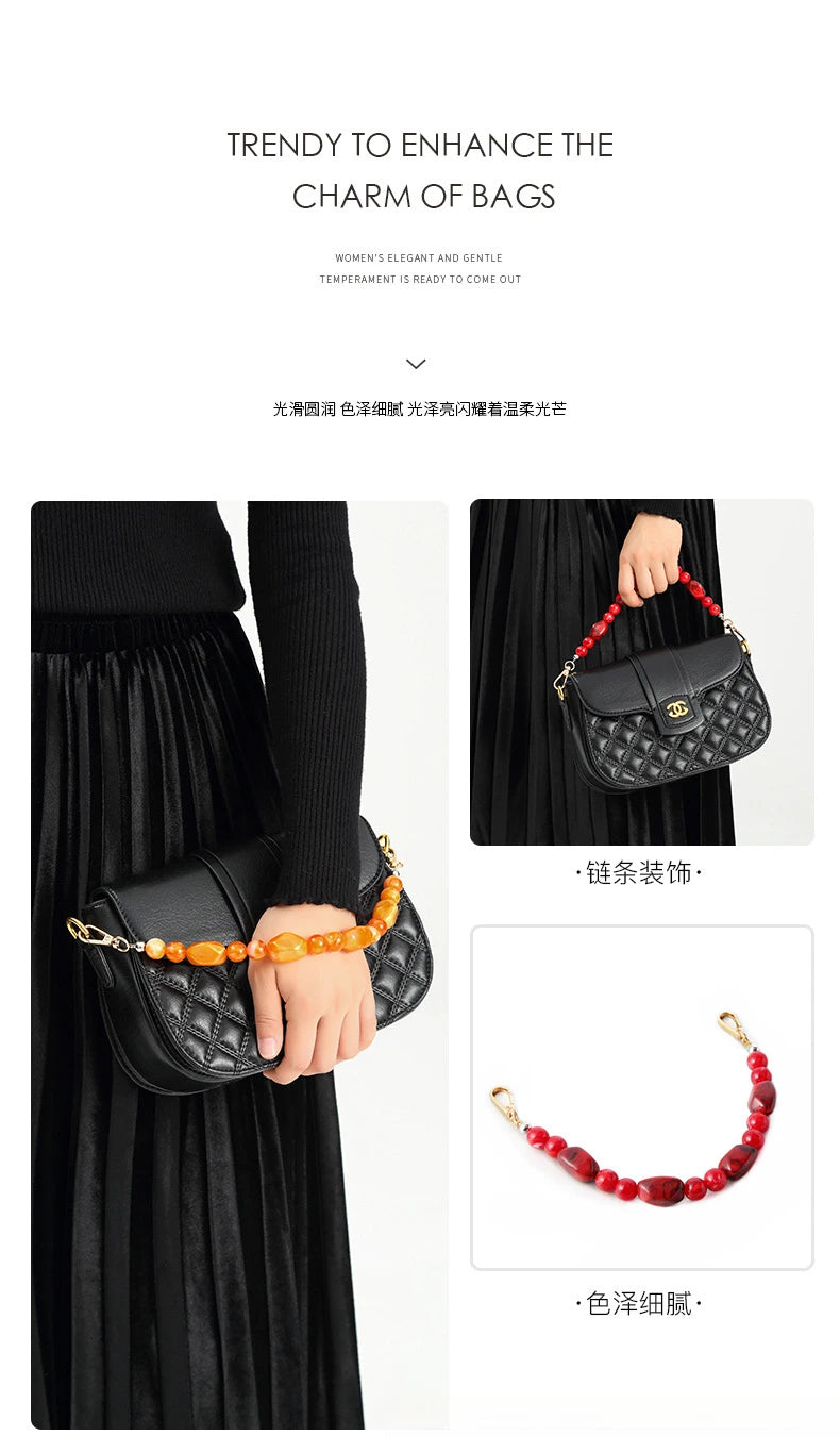 New DIY Woman Bag Accessory Acrylic Resin Beads Parts Handcrafted Wristband Women Replacement Bag Handle Chain