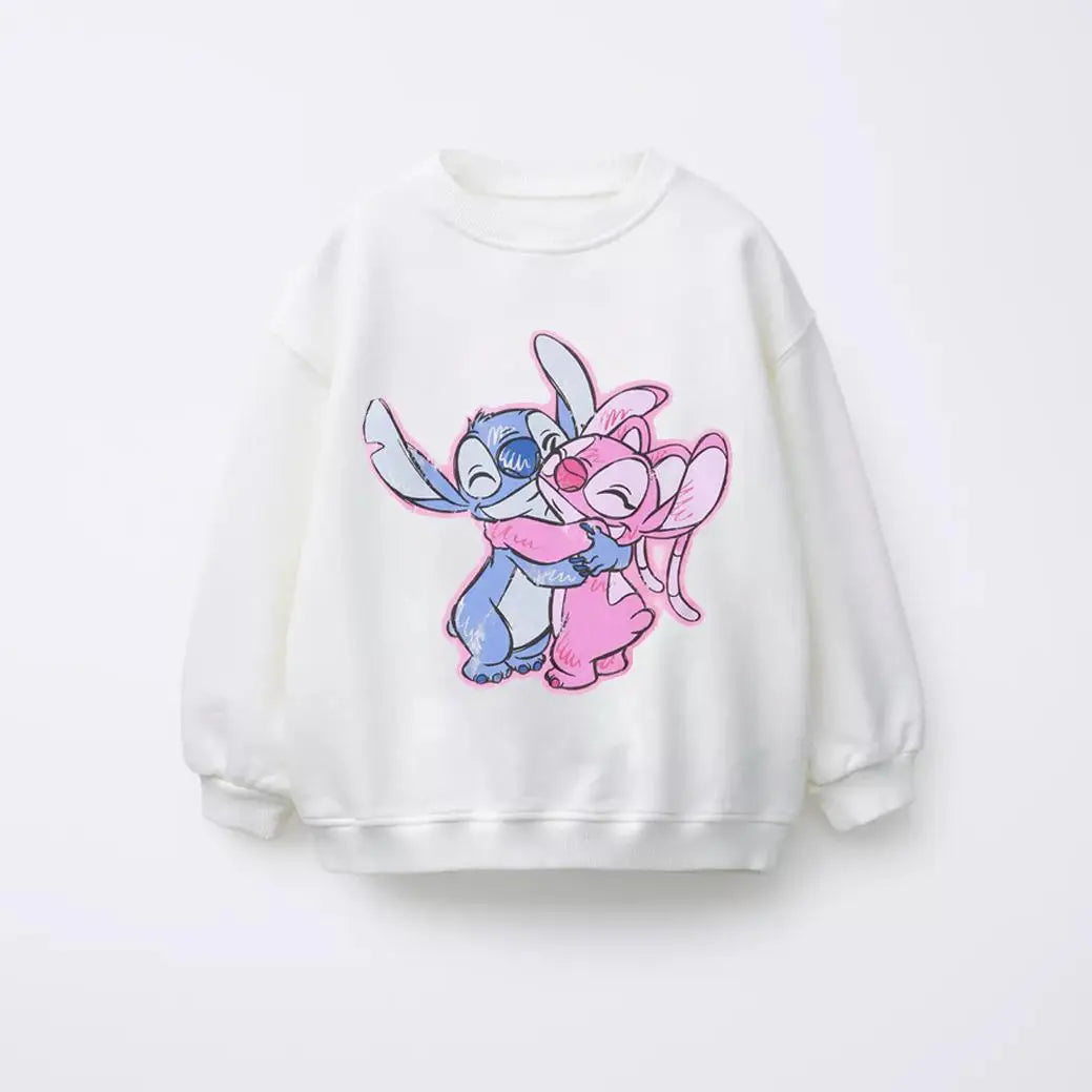 Stitch Sweatshirt For Girl Clothes Spring Autumn Children's Long Sleeve Tops Round Collar Hoodie Fashion Casual Kids Clothing