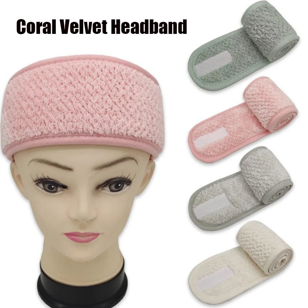 Women Hair accessories Facial Shower Bath Adjustable Turban Coral Fleece Headband Face Wash Hairband Wrap Tiara