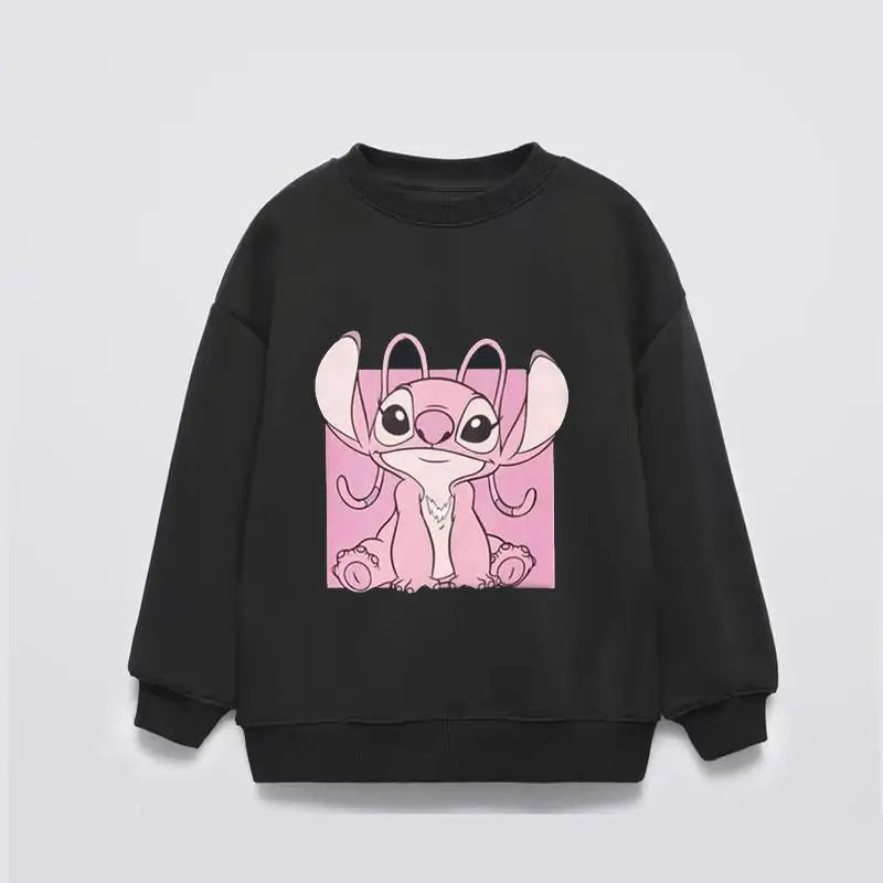 Stitch Sweatshirt For Girl Clothes Spring Autumn Children's Long Sleeve Tops Round Collar Hoodie Fashion Casual Kids Clothing