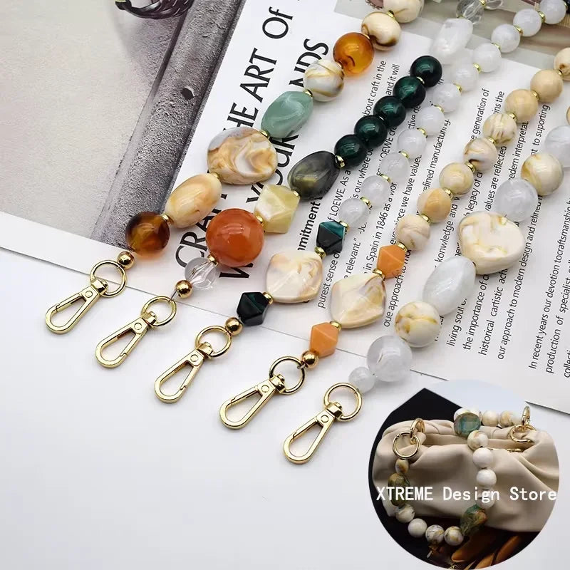 New Woman Bag Accessory Black Beige Red Acrylic Resin Beads Parts Handcrafted Wristband Women Replacement Bag Handle Chain