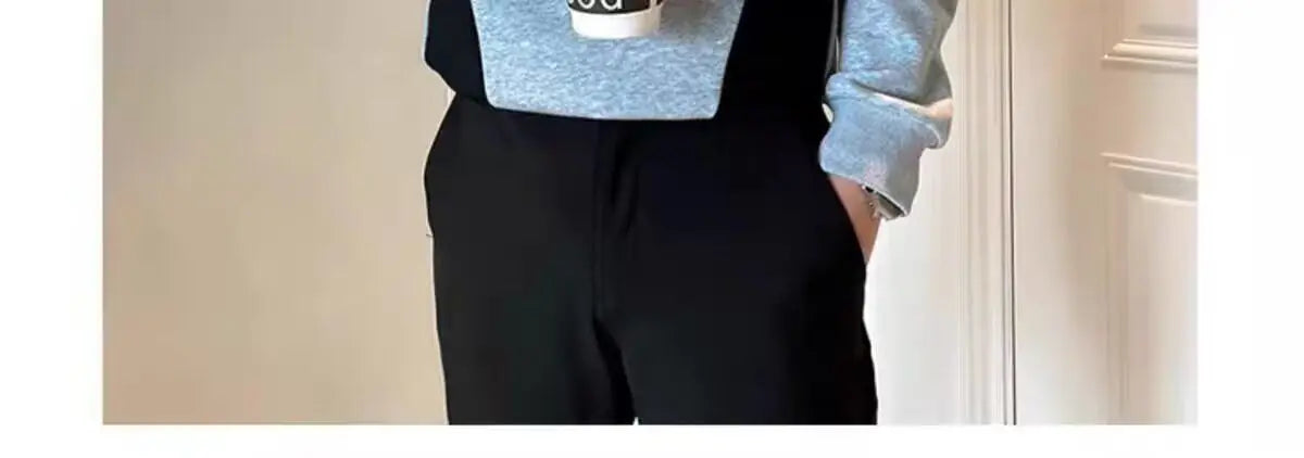 Spliced   sweatshirt Men's Spring Autumn New Round Neck Long-sleeved Bottoming Shirt T-shirt Trendy Casual Top Hoodies