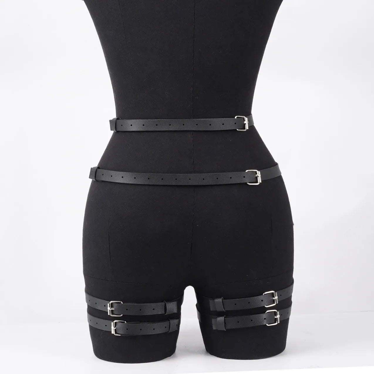 Fashion accessory: Women's lower body sexy leg harness, leather corset bondage waist chain