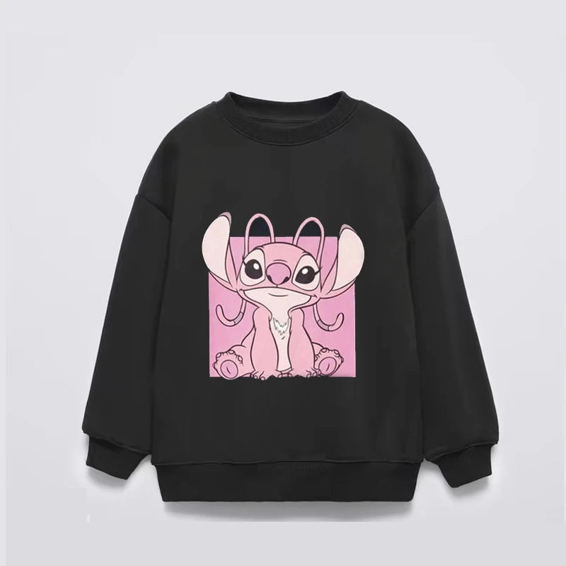 Stitch Sweatshirt For Girl Clothes Spring Autumn Children's Long Sleeve Tops Round Collar Hoodie Fashion Casual Kids Clothing