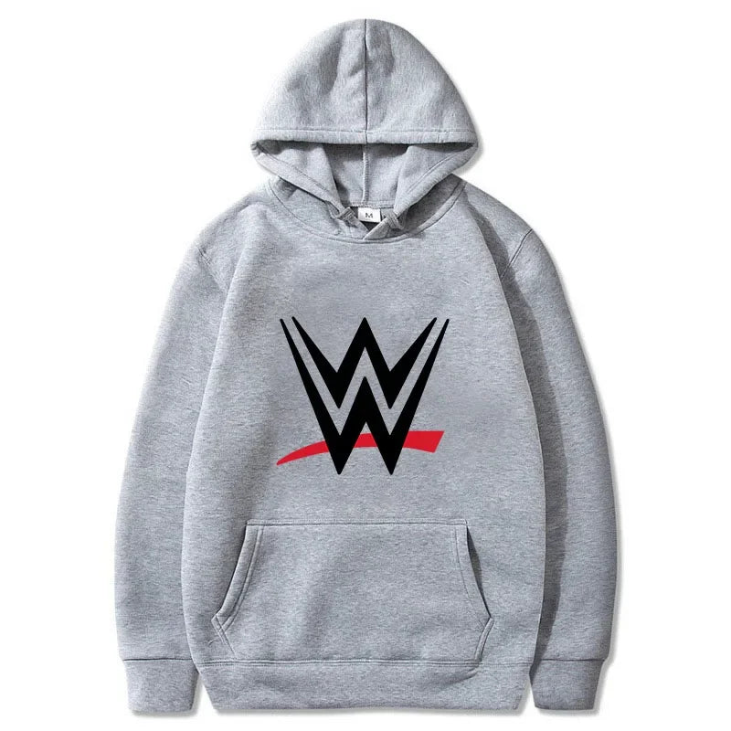 New loose hooded sweatshirt with WWE logo print, men's and women's fashionable sweaters, casual hooded sweatshirt, men's long sl