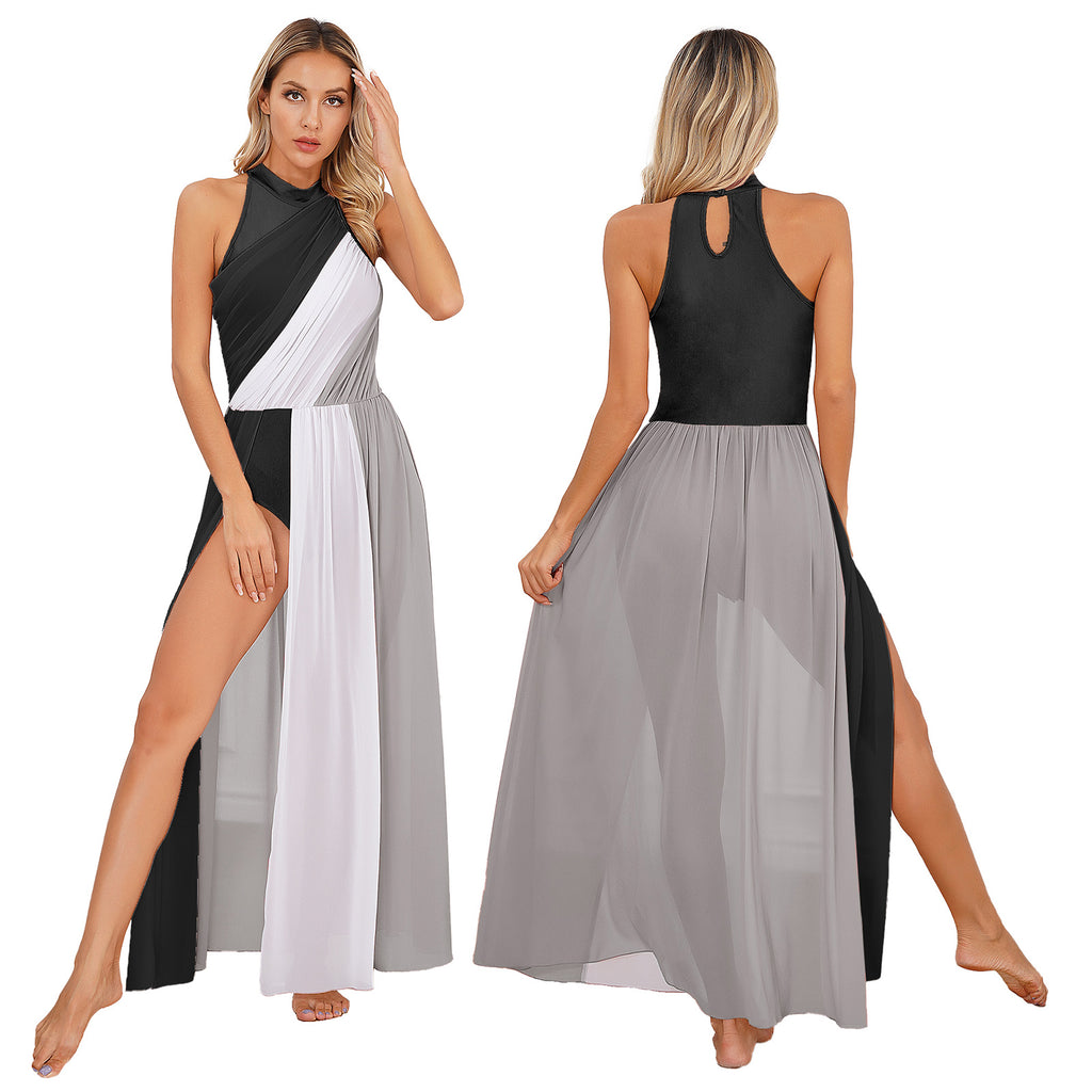 Women Ladies Lyrical Praise Dance Dress Performance Costume Modern Contemporary Celebration of Spirit Dancewear Split Long Dress