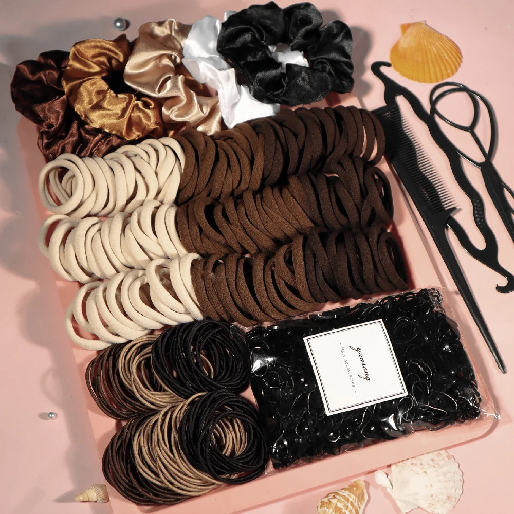 Hair Accessories for Woman Set Seamless Fashionable Brown Ponytail Holders Variety Hair Scrunchies HairBands Scrunchy Hair Ties
