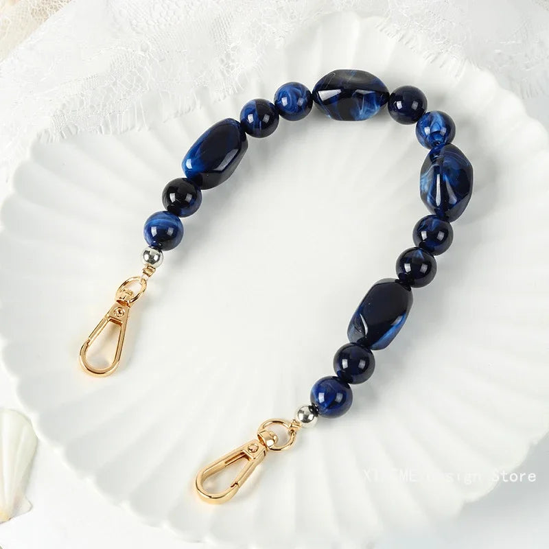 New Woman Bag Accessory Black Beige Red Acrylic Resin Beads Parts Handcrafted Wristband Women Replacement Bag Handle Chain