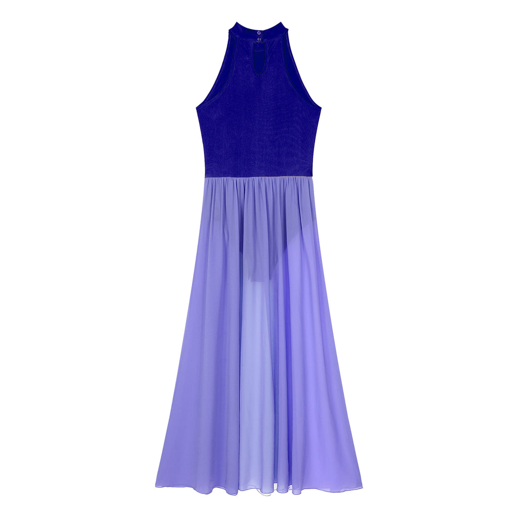 Women Ladies Lyrical Praise Dance Dress Performance Costume Modern Contemporary Celebration of Spirit Dancewear Split Long Dress