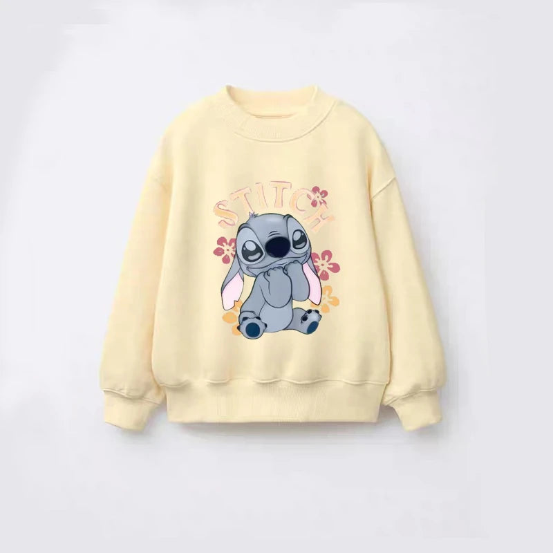 Stitch Sweatshirt For Girl Clothes Spring Autumn Children's Long Sleeve Tops Round Collar Hoodie Fashion Casual Kids Clothing