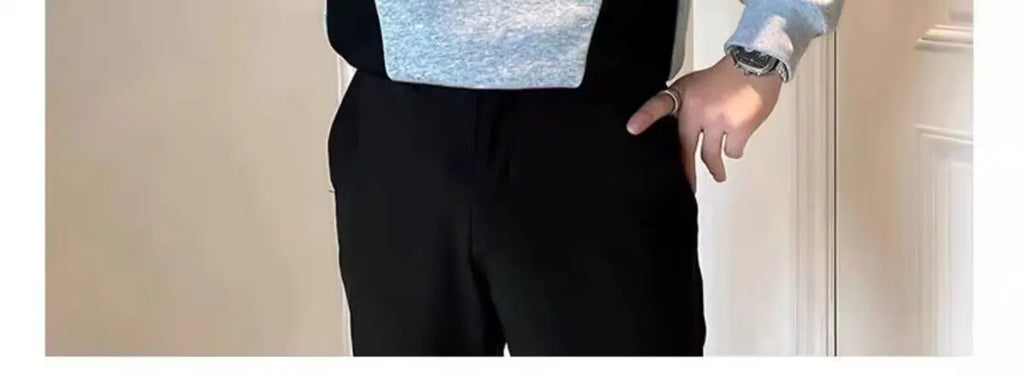 Spliced   sweatshirt Men's Spring Autumn New Round Neck Long-sleeved Bottoming Shirt T-shirt Trendy Casual Top Hoodies