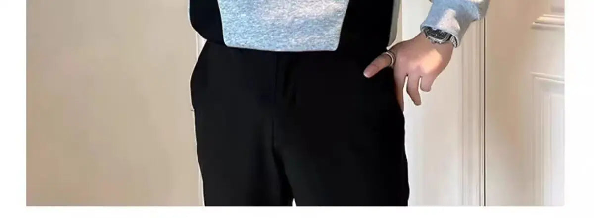 Spliced   sweatshirt Men's Spring Autumn New Round Neck Long-sleeved Bottoming Shirt T-shirt Trendy Casual Top Hoodies