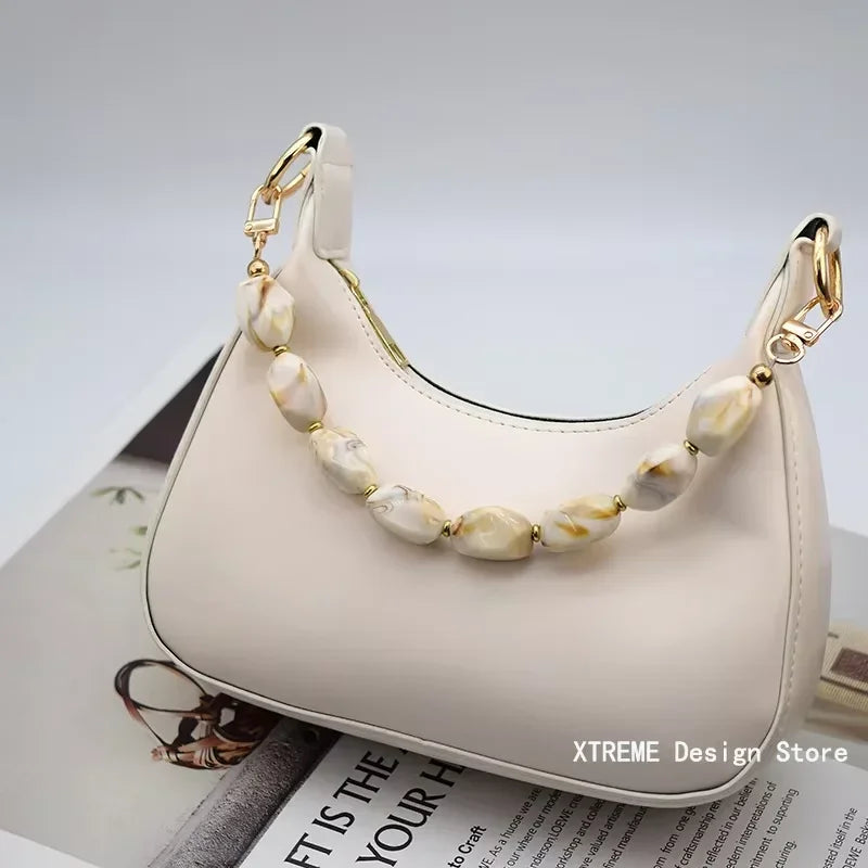 New Woman Bag Accessory Black Beige Red Acrylic Resin Beads Parts Handcrafted Wristband Women Replacement Bag Handle Chain