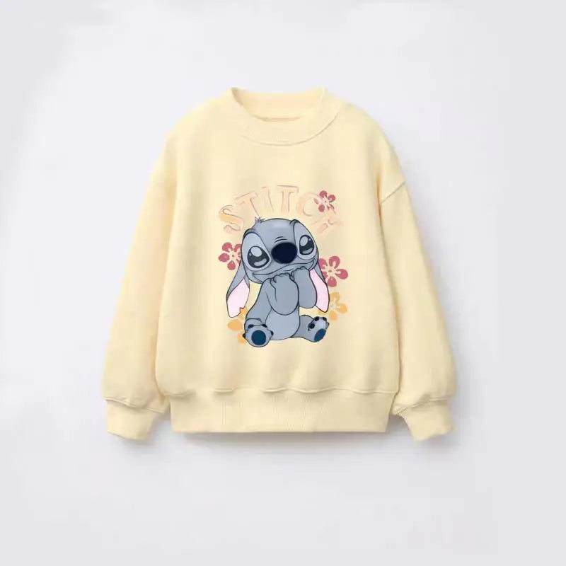Stitch Sweatshirt For Girl Clothes Spring Autumn Children's Long Sleeve Tops Round Collar Hoodie Fashion Casual Kids Clothing