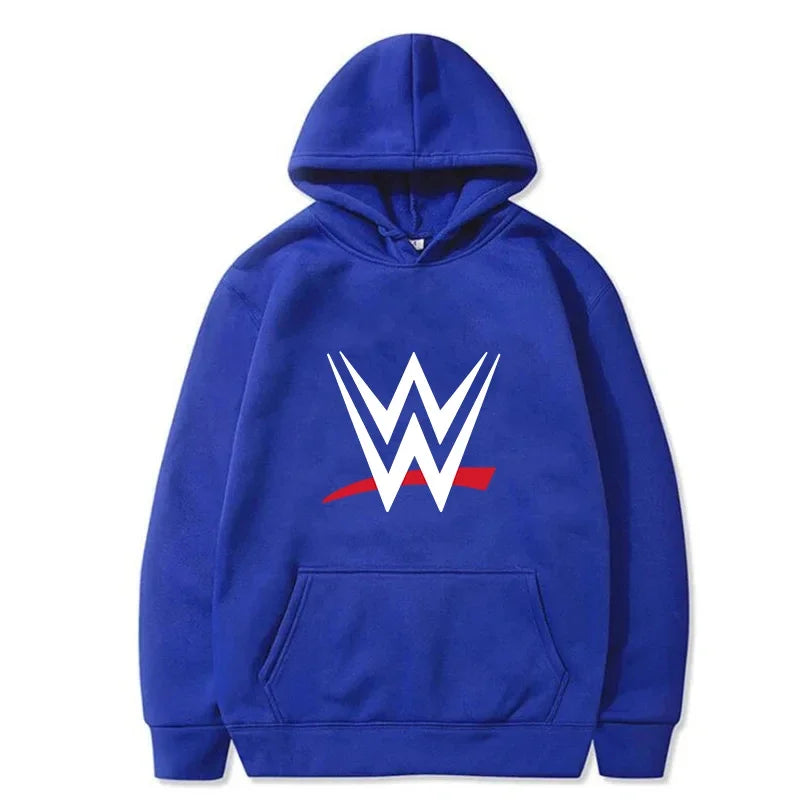 New loose hooded sweatshirt with WWE logo print, men's and women's fashionable sweaters, casual hooded sweatshirt, men's long sl