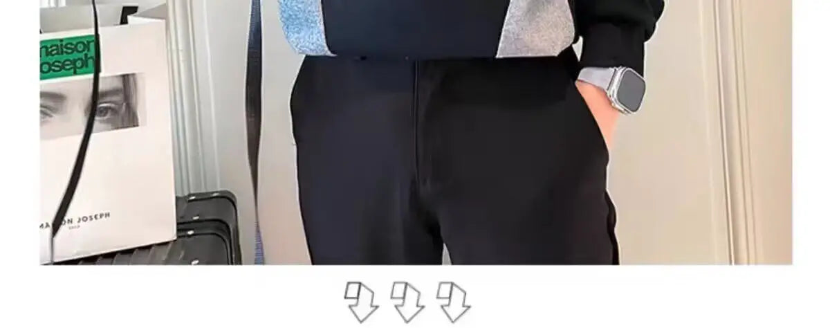 Spliced   sweatshirt Men's Spring Autumn New Round Neck Long-sleeved Bottoming Shirt T-shirt Trendy Casual Top Hoodies