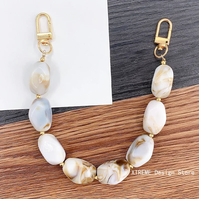 New Woman Bag Accessory Black Beige Red Acrylic Resin Beads Parts Handcrafted Wristband Women Replacement Bag Handle Chain