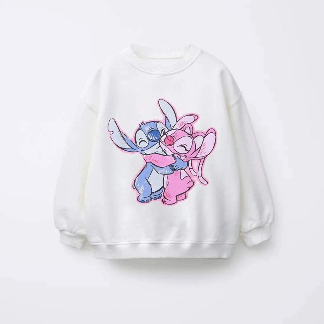 Stitch Sweatshirt For Girl Clothes Spring Autumn Children's Long Sleeve Tops Round Collar Hoodie Fashion Casual Kids Clothing
