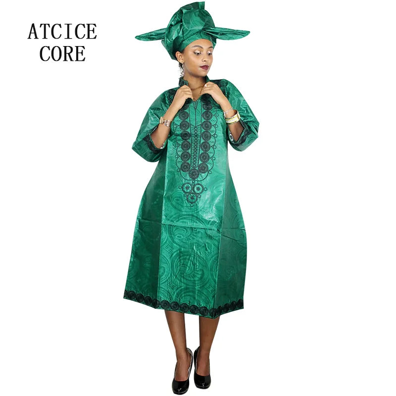 African Dresses For Woman Bazin Riche Embroidery Design Long Dress