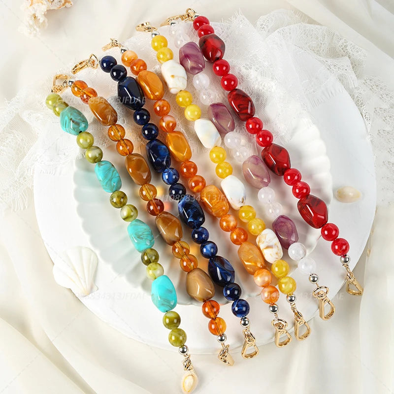 New DIY Woman Bag Accessory Acrylic Resin Beads Parts Handcrafted Wristband Women Replacement Bag Handle Chain