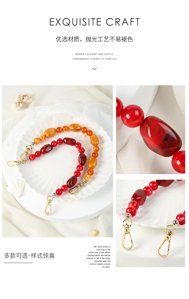 New DIY Woman Bag Accessory Acrylic Resin Beads Parts Handcrafted Wristband Women Replacement Bag Handle Chain