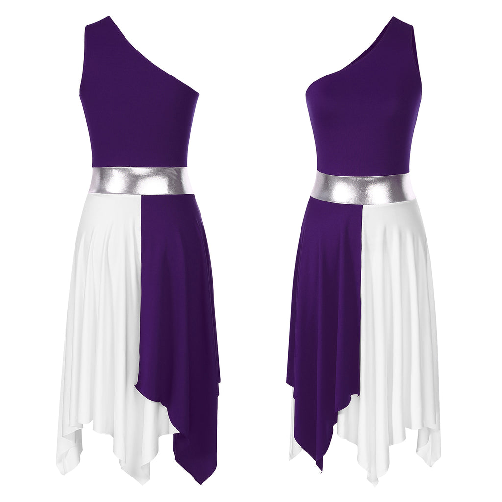 Women Ladies Lyrical Praise Dance Dress Performance Costume Modern Contemporary Celebration of Spirit Dancewear Split Long Dress