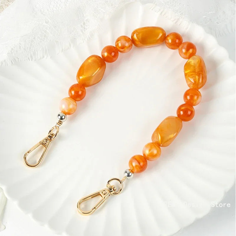 New Woman Bag Accessory Black Beige Red Acrylic Resin Beads Parts Handcrafted Wristband Women Replacement Bag Handle Chain